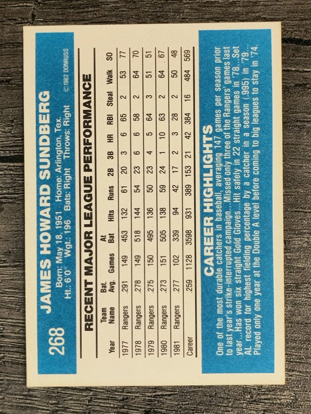 1982 Donruss #268 Jim Sundberg