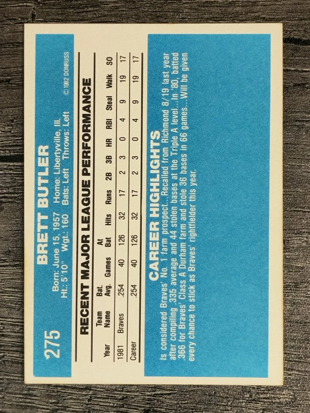 1982 Donruss #275 Brett Butler RC