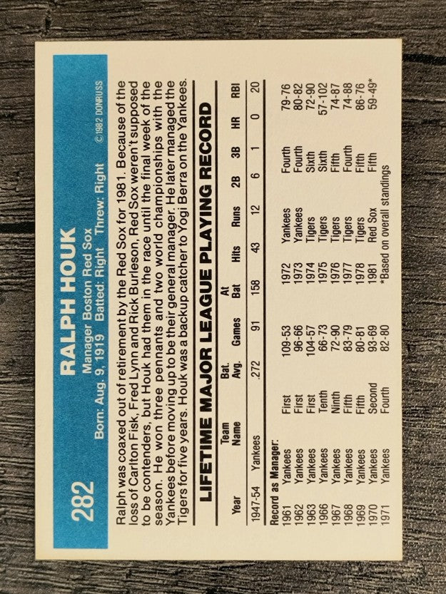 1982 Donruss #282 Ralph Houk MG