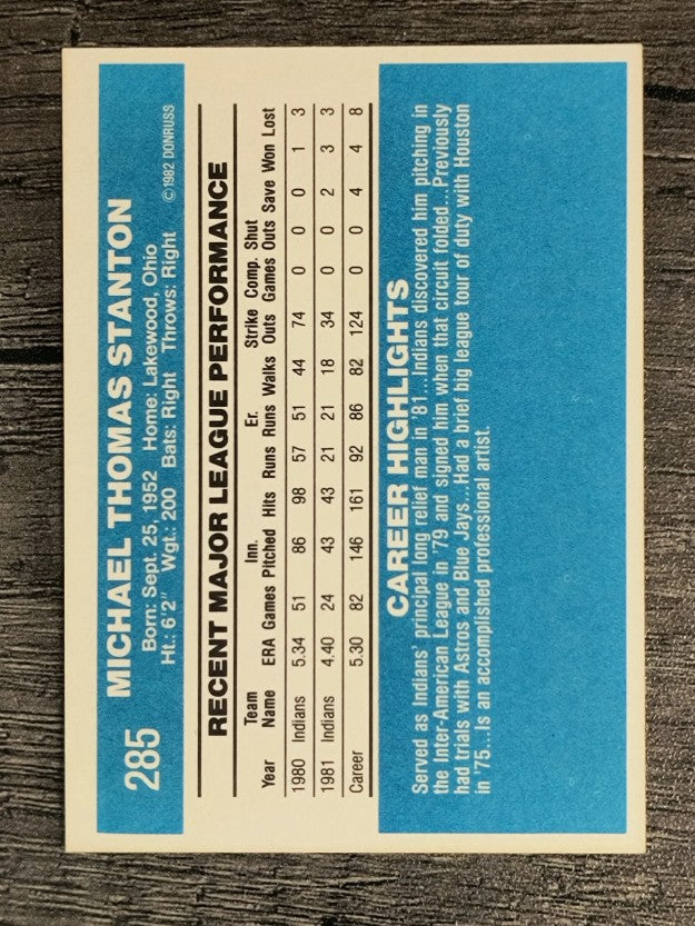1982 Donruss #285 Mike Stanton