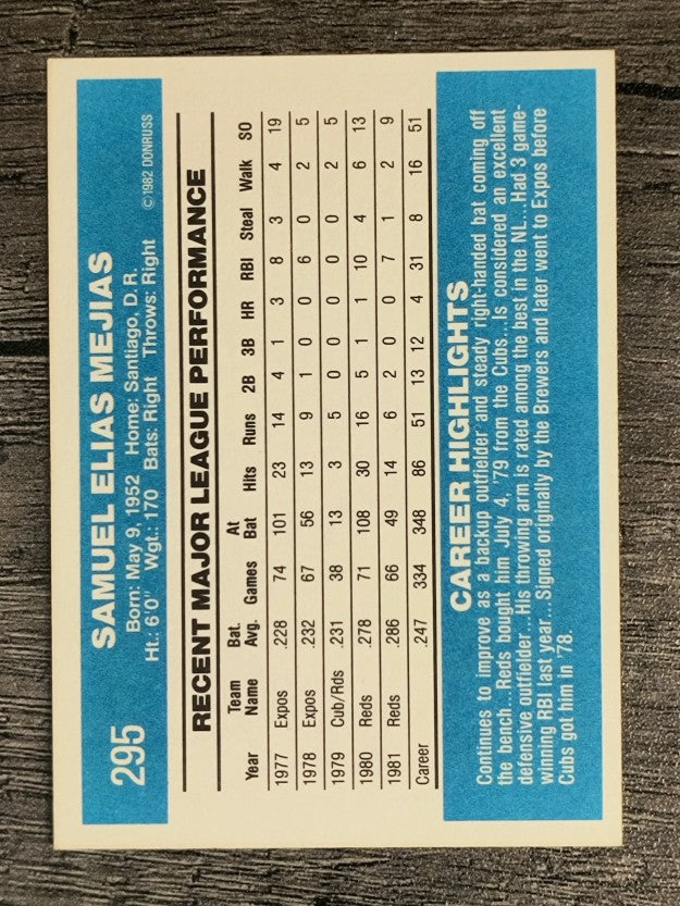 1982 Donruss #295 Sam Mejias