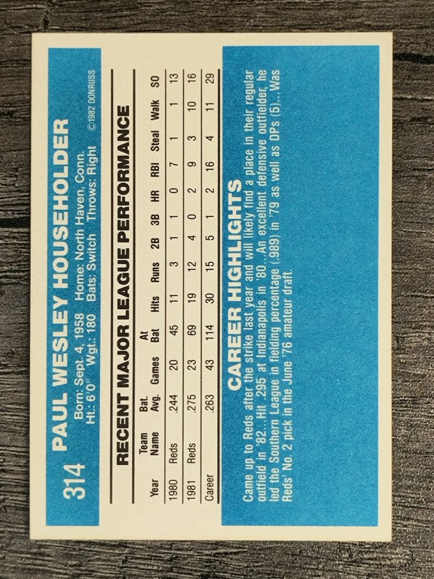1982 Donruss #314 Paul Householder