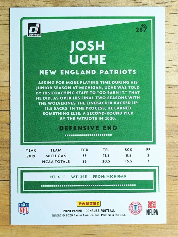 2020 Donruss #287 Josh Uche RC