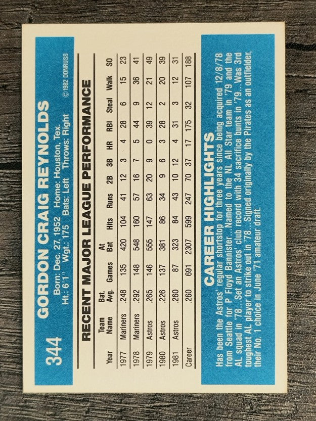 1982 Donruss #344 Craig Reynolds
