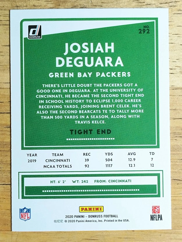 2020 Donruss #292 Josiah Deguara RC