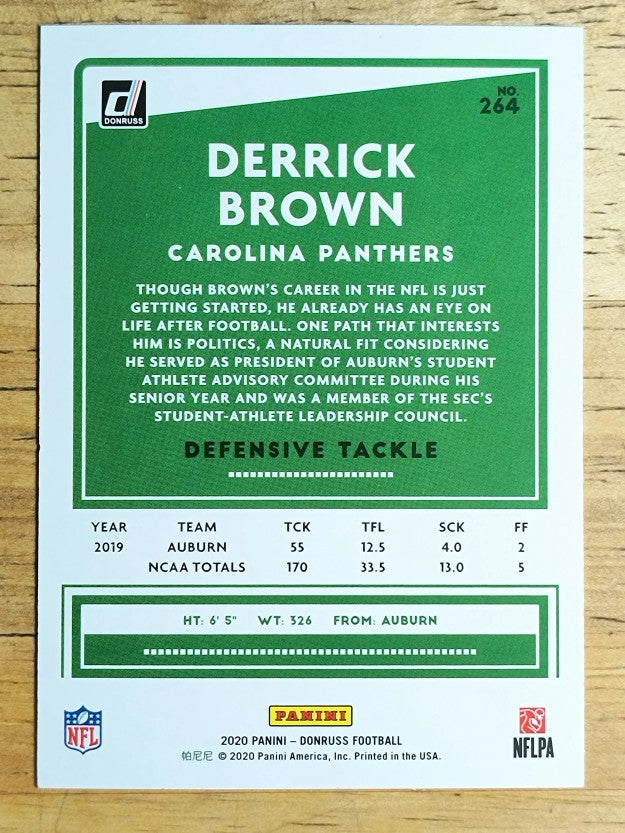 2020 Donruss #264 Derrick Brown RC