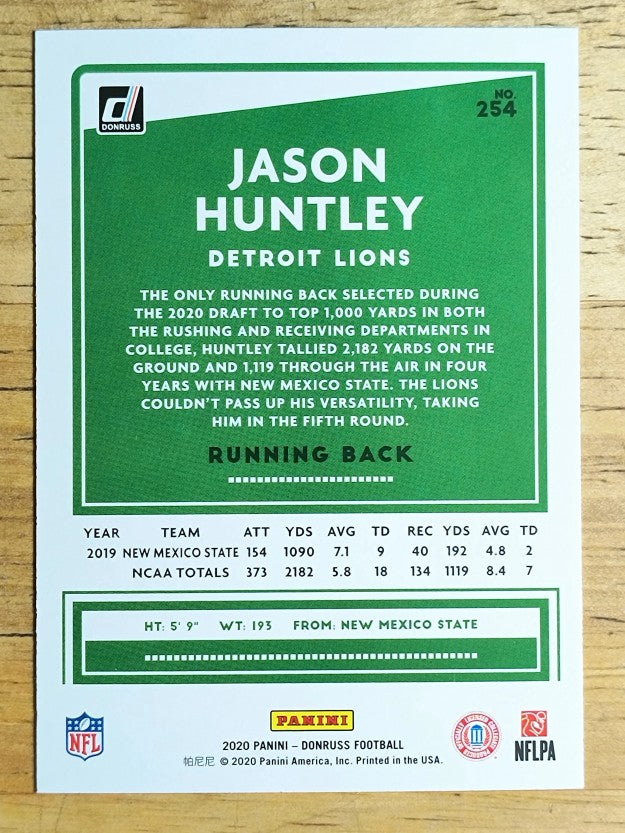 2020 Donruss #254 Jason Huntley RC