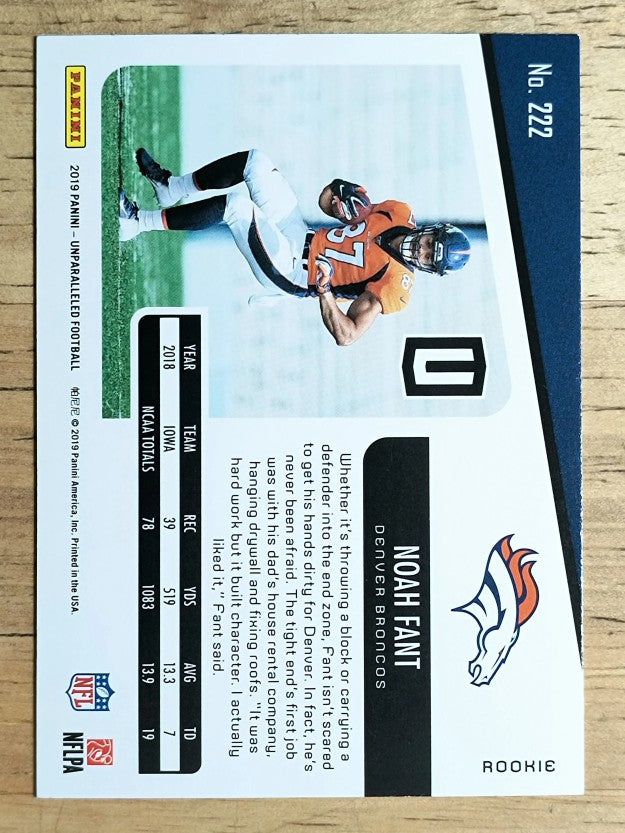 2019 Panini Unparalleled #222 Noah Fant RC