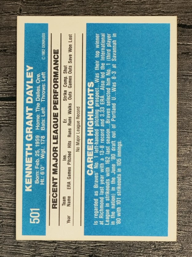 1982 Donruss #501 Ken Dayley