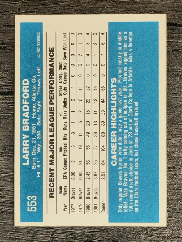 1982 Donruss #553 Larry Bradford
