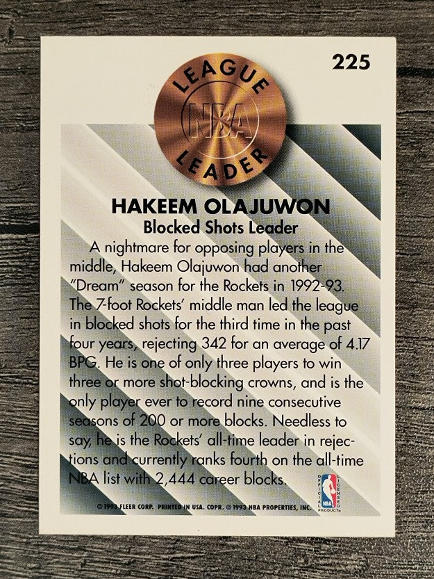 1993-94 Fleer #225 Hakeem Olajuwon LL (NM)