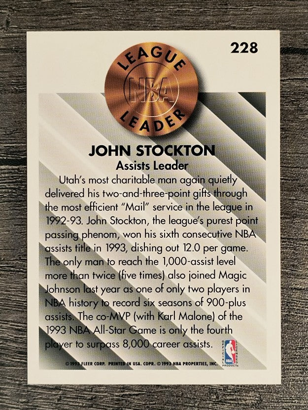 1993-94 Fleer #228 John Stockton LL (NM)