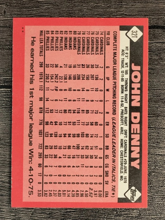 1986 Topps Traded #32T John Denny