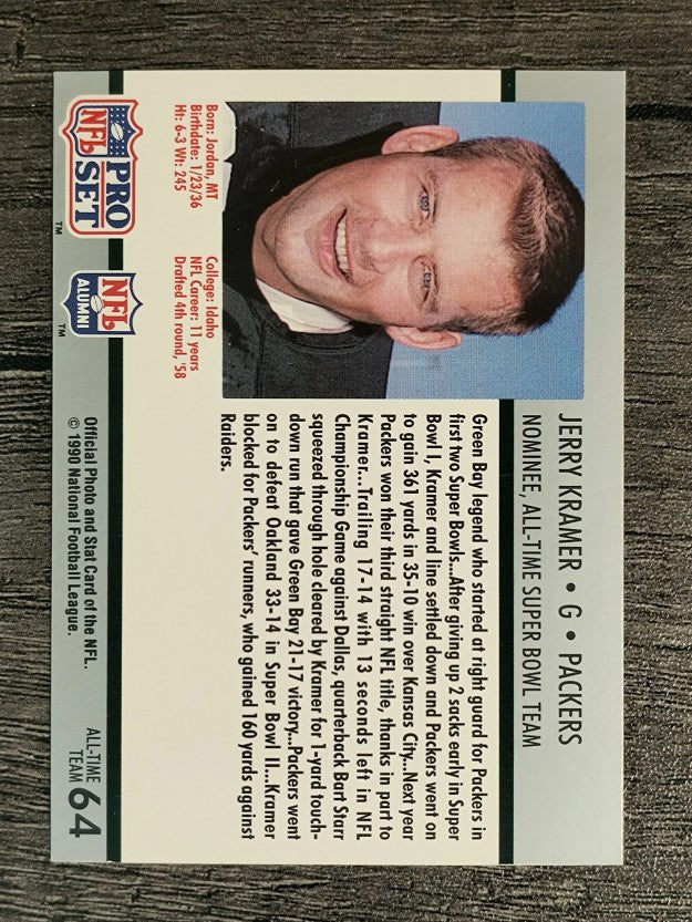 1990-91 Pro Set Super Bowl 160 #64 Jerry Kramer