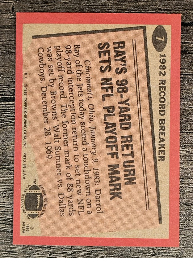1983 Topps #7 Darrol Ray RB