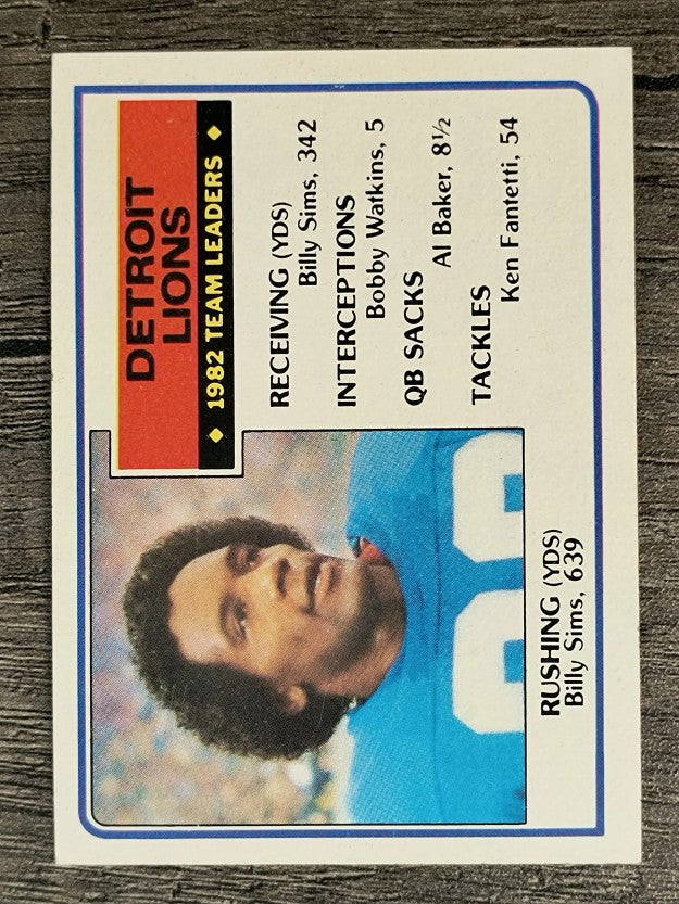 1983 Topps #58 Detroit Lions TL/Billy Sims