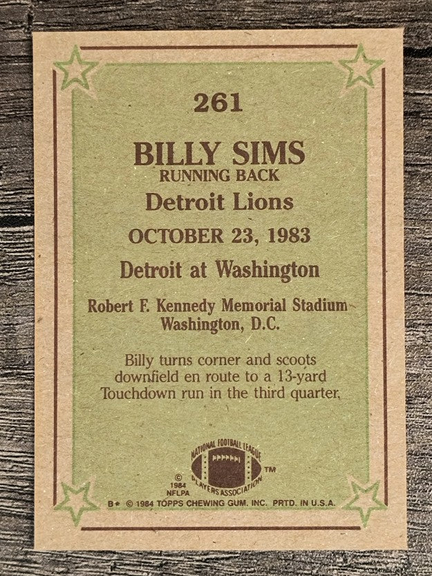 1984 Topps #261 Billy Sims IR