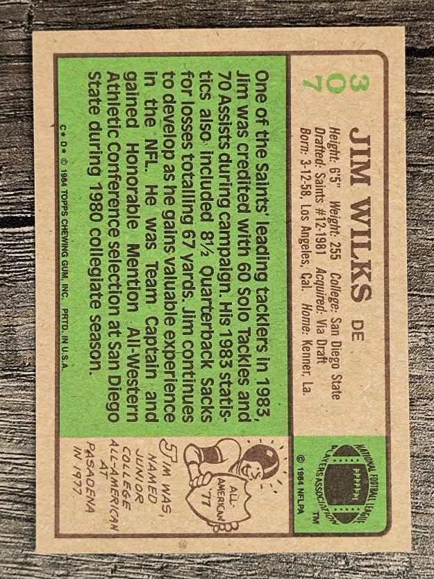 1984 Topps #307 Jim Wilks RC