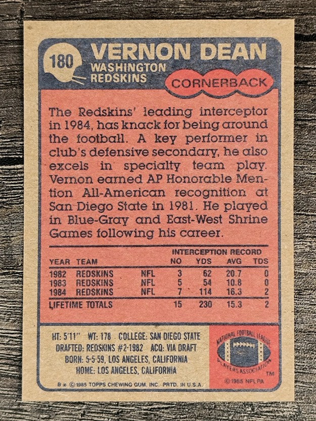 1985 Topps #180 Vernon Dean