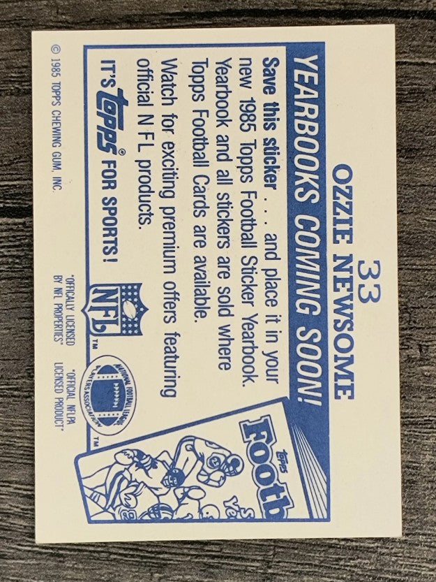 1985 Topps Coming Soon Stickers #33 Ozzie Newsome