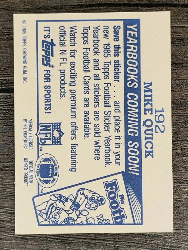 1985 Topps Coming Soon Stickers #192 Mike Quick