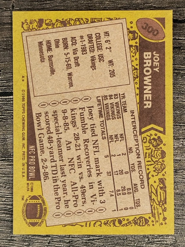 1986 Topps #300 Joey Browner RC