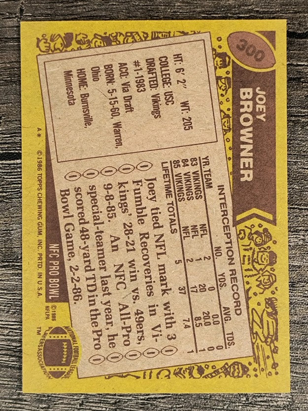 1986 Topps #300 Joey Browner RC