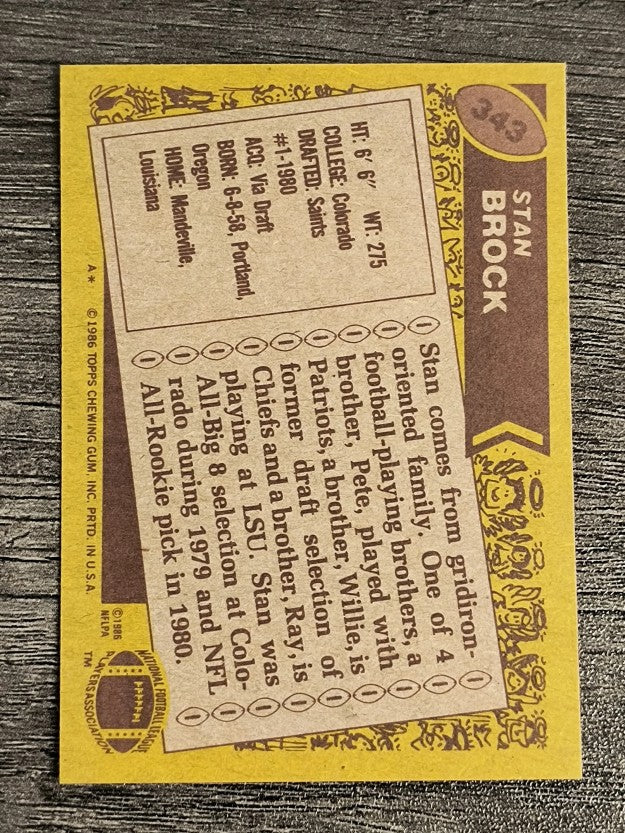 1986 Topps #343 Stan Brock