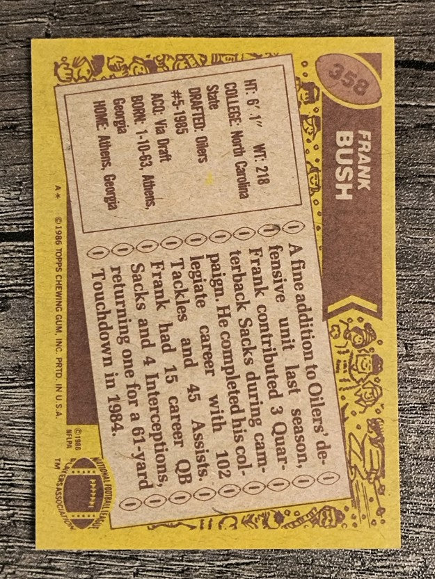 1986 Topps #358 Frank Bush
