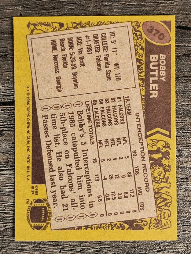 1986 Topps #370 Bobby Butler
