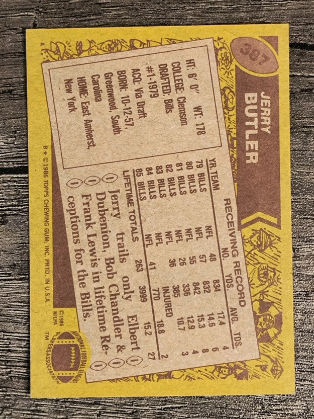 1986 Topps #387 Jerry Butler