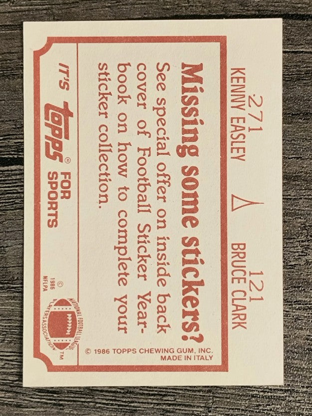 1986 Topps Stickers #121 Bruce Clark/ 271 Kenny Easley