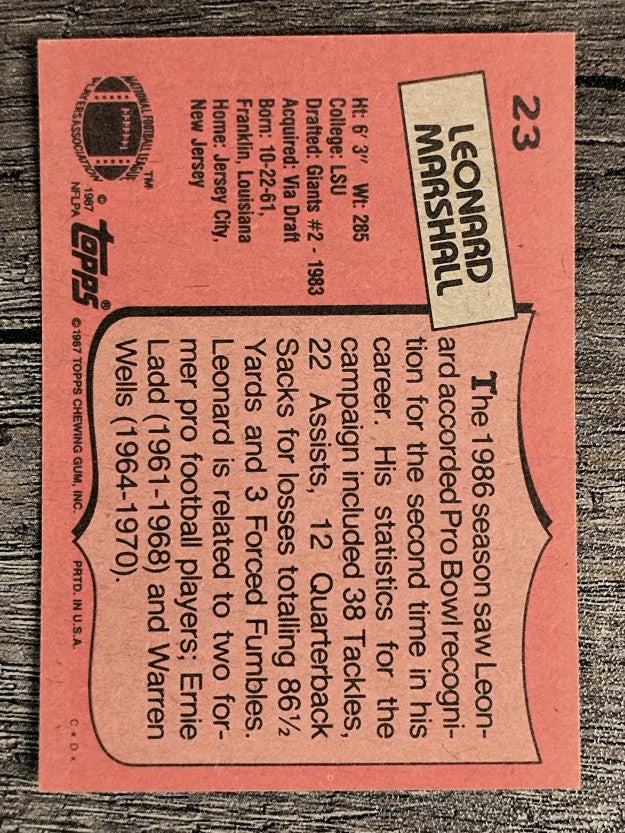1987 Topps #23 Leonard Marshall