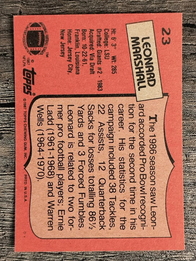 1987 Topps #23 Leonard Marshall