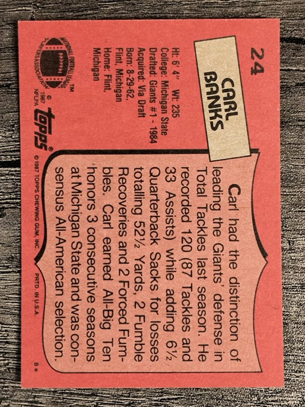 1987 Topps #24 Carl Banks