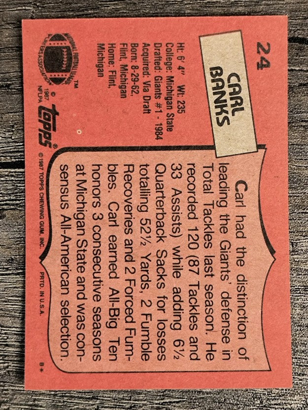 1987 Topps #24 Carl Banks