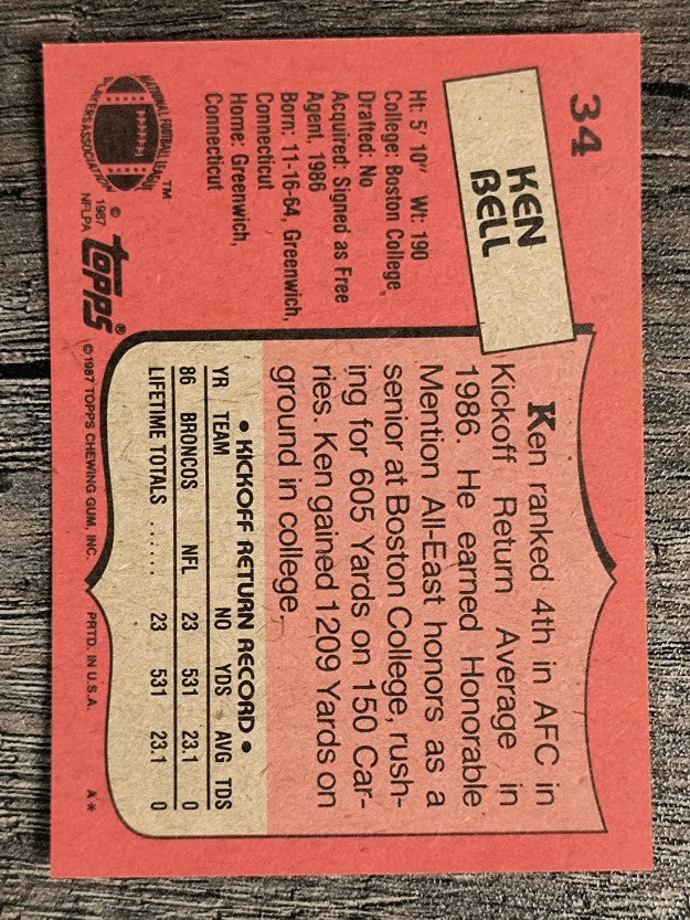 1987 Topps #34 Ken Bell