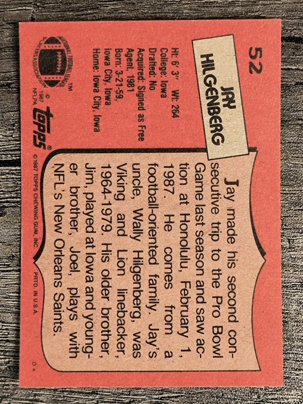 1987 Topps #52 Jay Hilgenberg
