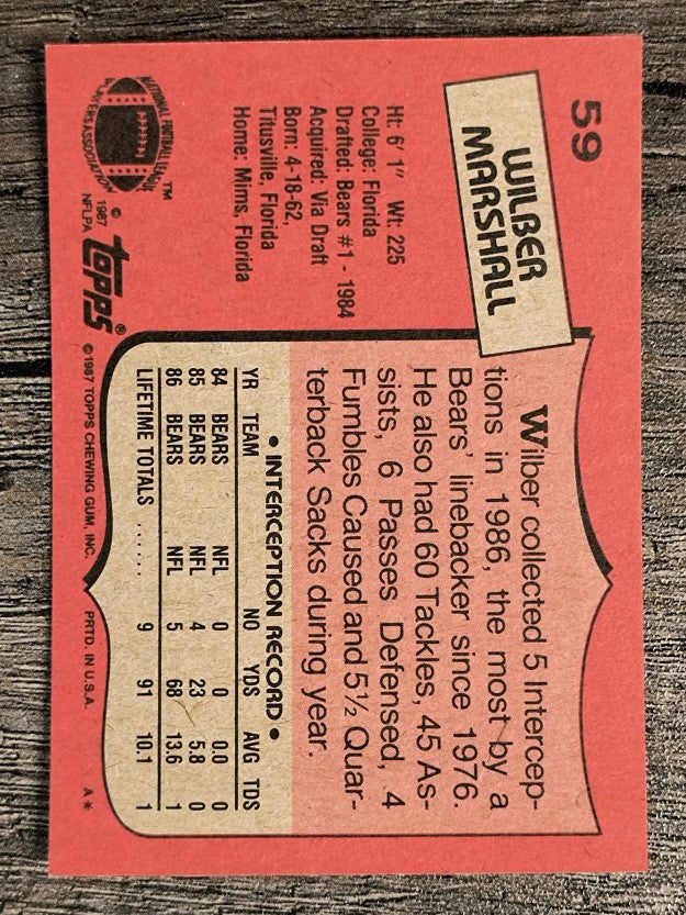 1987 Topps #59 Wilber Marshall