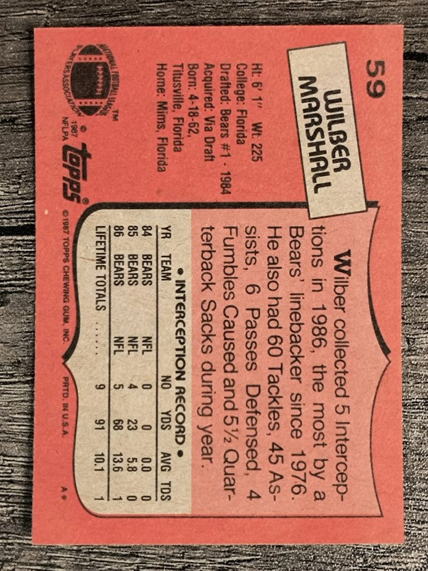 1987 Topps #59 Wilber Marshall