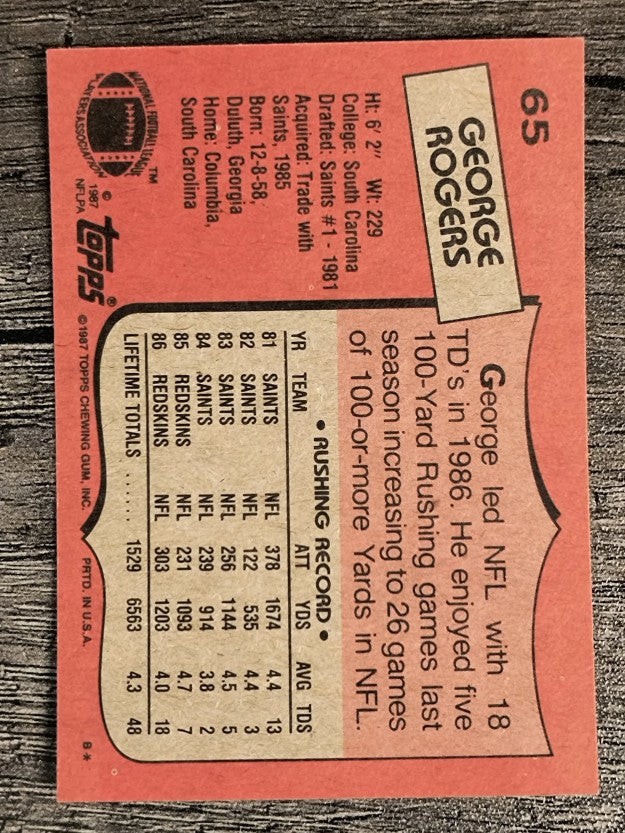 1987 Topps #65 George Rogers