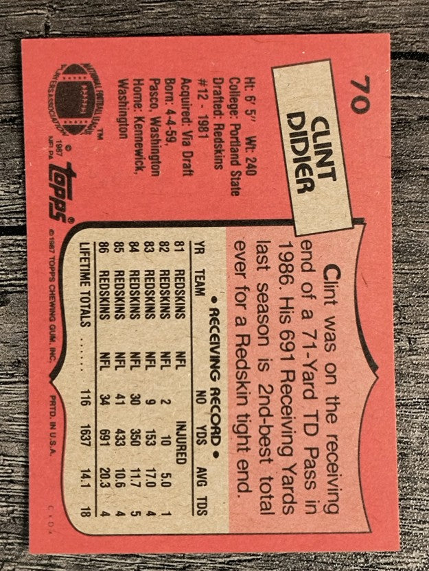 1987 Topps #70 Clint Didier RC