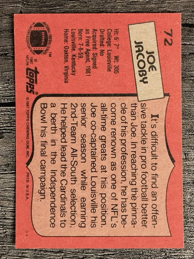 1987 Topps #72 Joe Jacoby