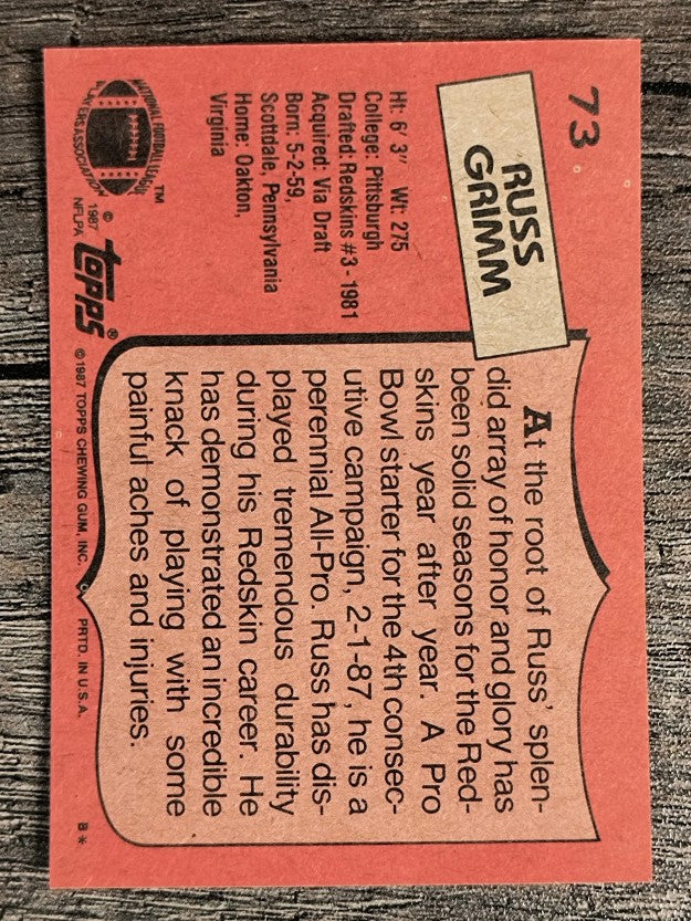 1987 Topps #73 Russ Grimm
