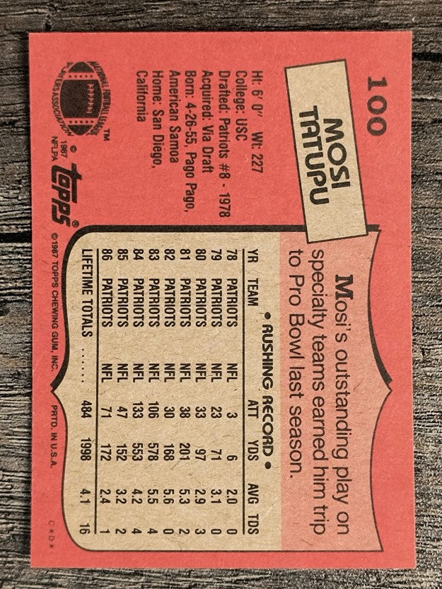 1987 Topps #100 Mosi Tatupu