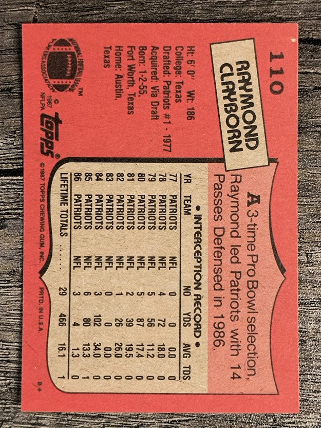 1987 Topps #110 Raymond Clayborn
