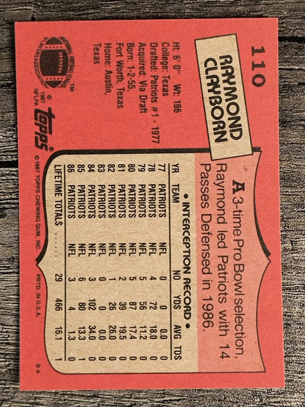 1987 Topps #110 Raymond Clayborn