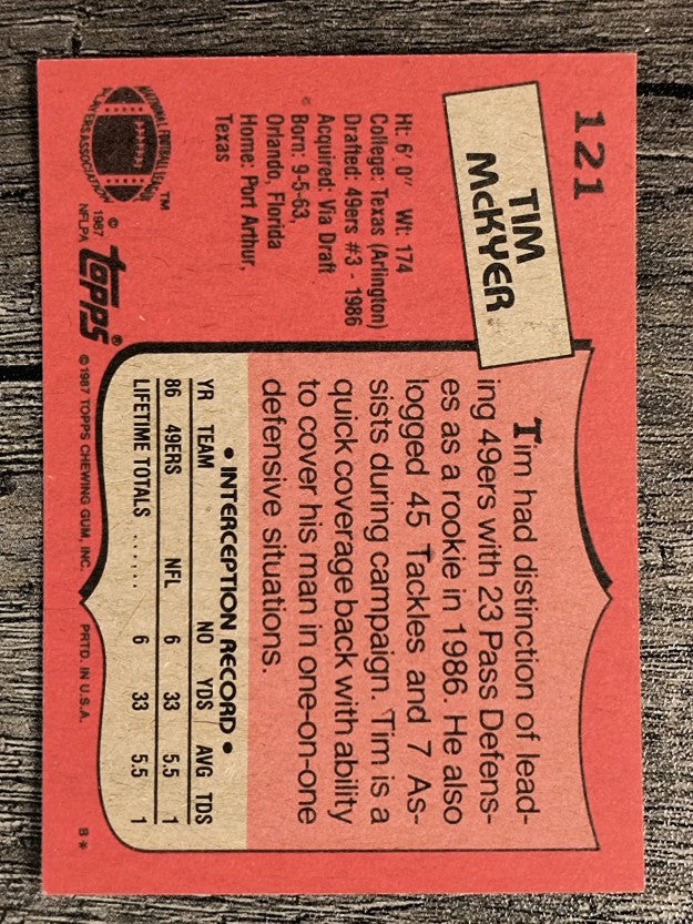 1987 Topps #121 Tim McKyer RC