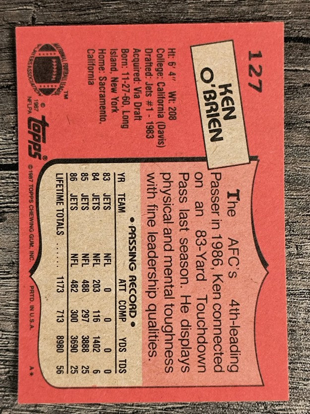 1987 Topps #127 Ken O'Brien