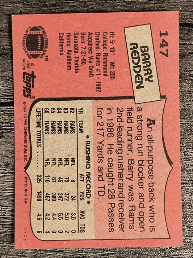 1987 Topps #147 Barry Redden